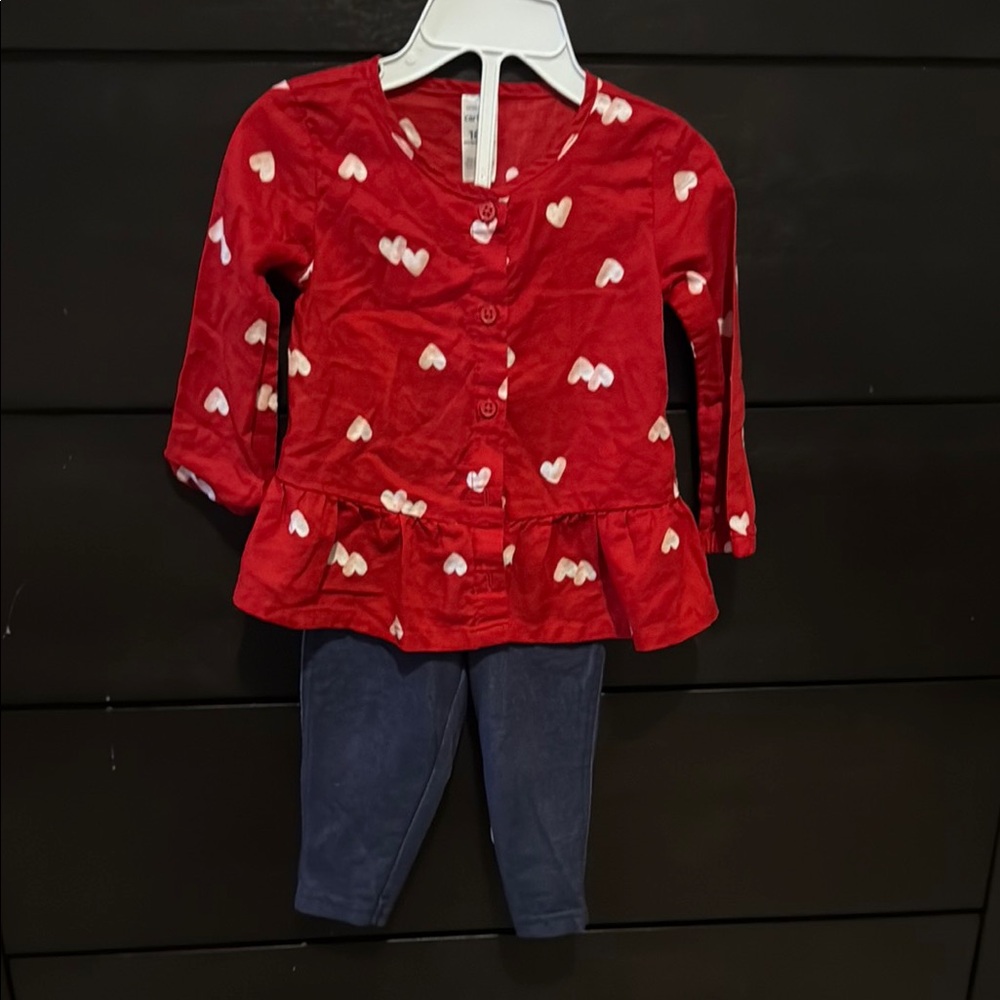 Red Heart Patterned Kids Shirt
